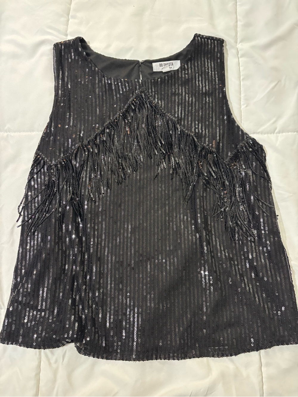 BB Dakota Black Sequin Fringe Camisole